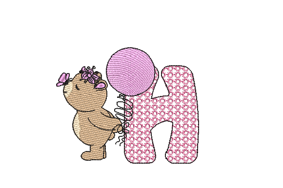 H Girl Teddy Embroidery Design