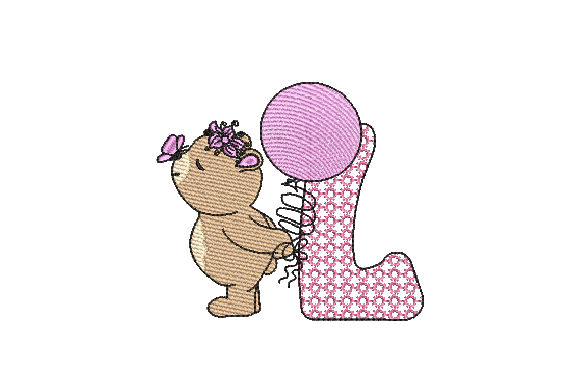 L Girl Teddy Embroidery Design