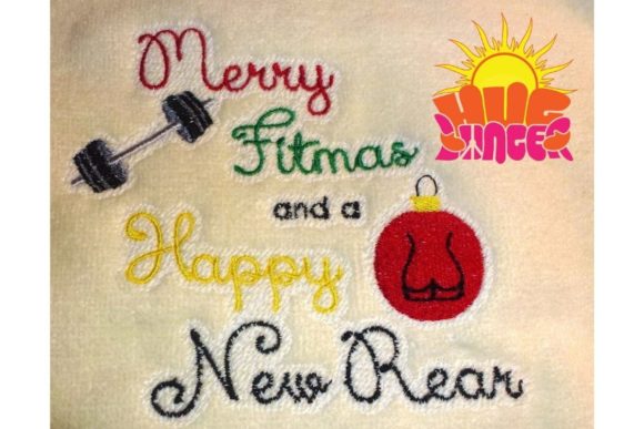 Merry Fitmas Embroidery Design