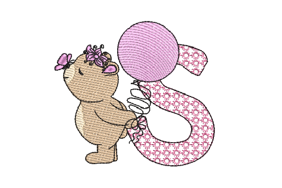 S Girl Teddy Embroidery Design